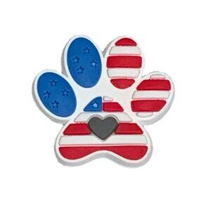 Dog Paw Print American Flag Heart Red White Blue Croc Shoe Charm Jibbitz